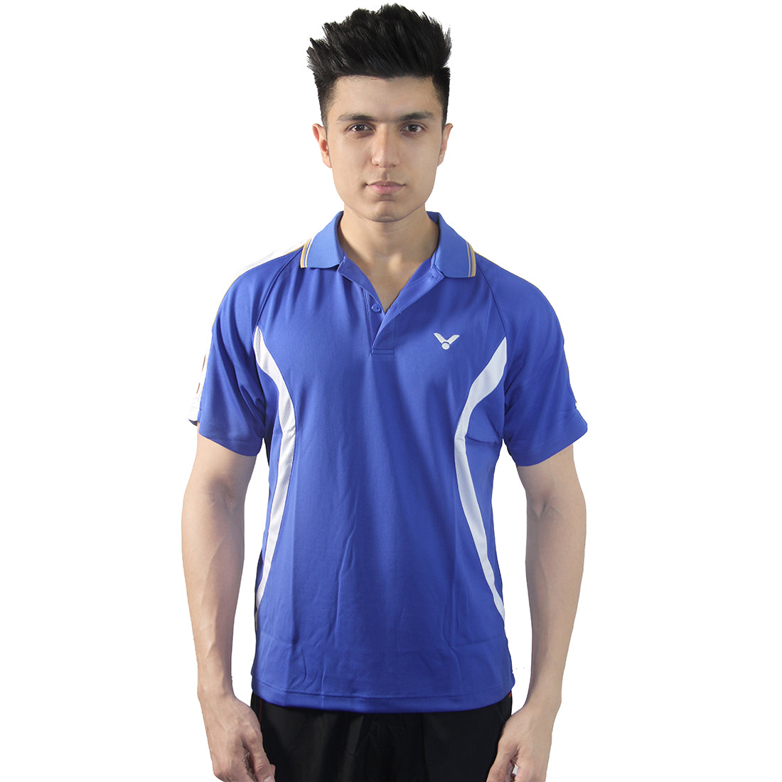 badminton t-shirt, badminton shorts, badminton pants, sportswear for badminton, athletic apparel, performance badminton clothing, breathable badminton clothing, lightweight badminton wear, men's badminton clothing, badminton training wear, badminton gear, sports clothing for badminton, badminton performance apparel, VICTOR Training Series Blue Half Sleeve Polo T-Shirt