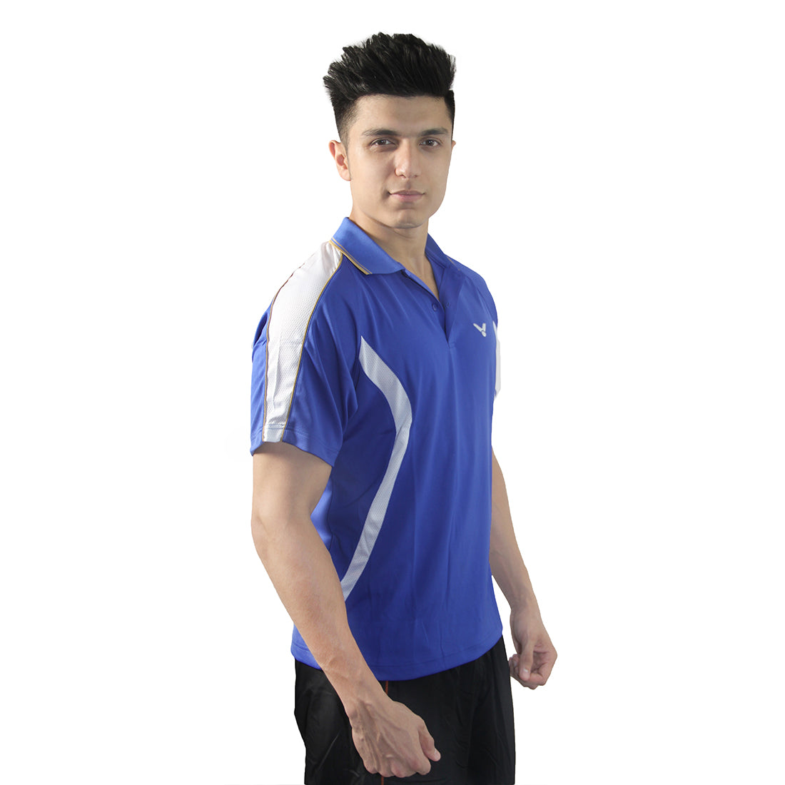 badminton t-shirt, badminton shorts, badminton pants, sportswear for badminton, athletic apparel, performance badminton clothing, breathable badminton clothing, lightweight badminton wear, men's badminton clothing, badminton training wear, badminton gear, sports clothing for badminton, badminton performance apparel, VICTOR Training Series Blue Half Sleeve Polo T-Shirt