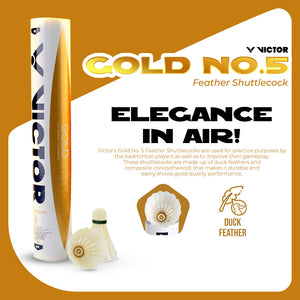 Gold No.5  Feather Badminton Shuttlecock (12 Pieces)
