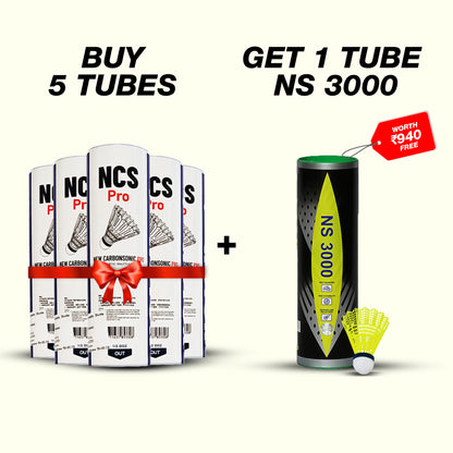 NCS PRO Shuttles | Pack of 6 | Match & Training|(Set of 5 Tubes)