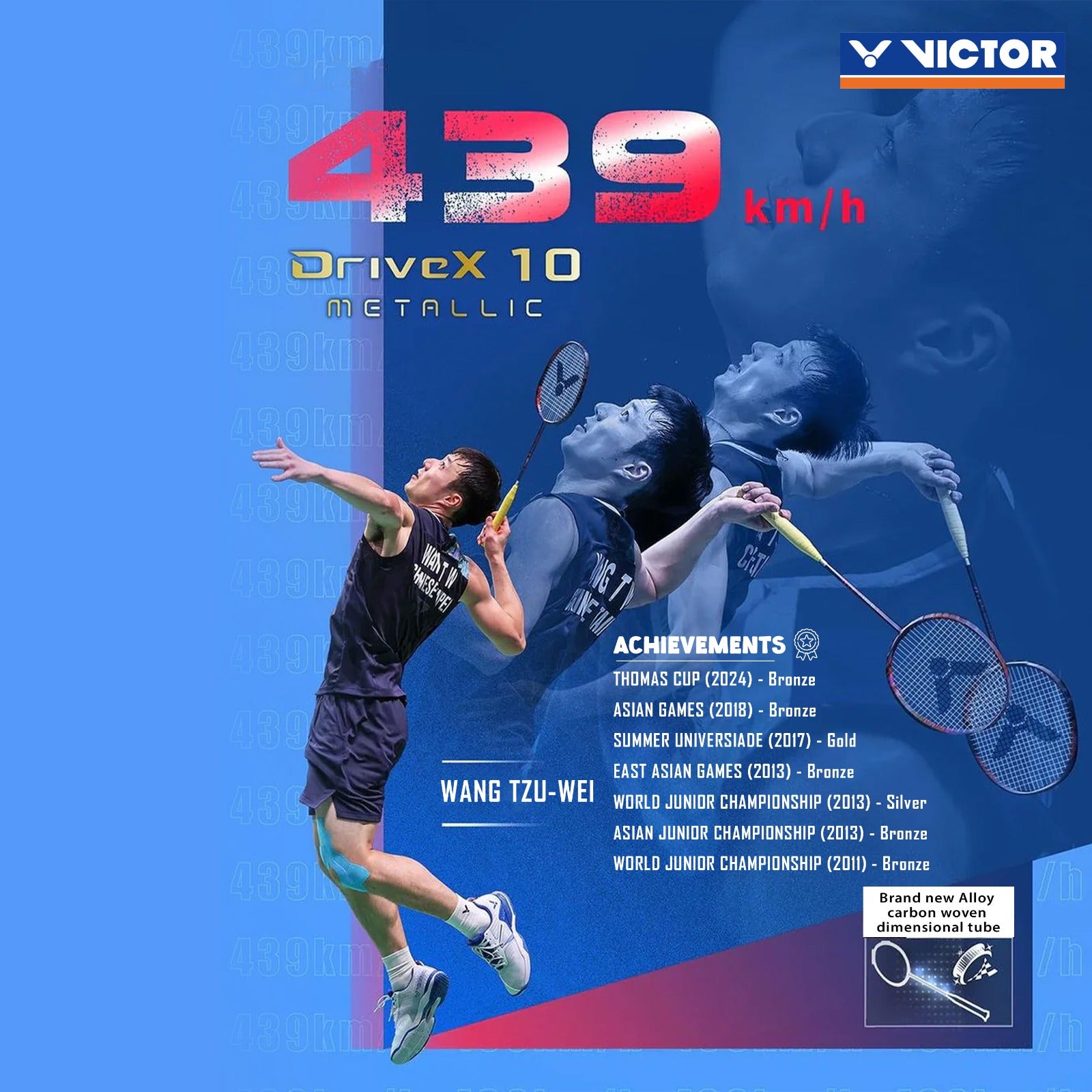 VICTOR DriveX-10 METALLIC-B G5 Defensive Badminton Racket