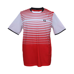 badminton t-shirt, badminton shorts, badminton pants, sportswear for badminton, athletic apparel, performance badminton clothing, breathable badminton clothing, lightweight badminton wear, men's badminton clothing, badminton training wear, badminton gear, sports clothing for badminton,FZ Forza Rio Bianco T-Shirt SS Chinese Red