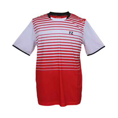 badminton t-shirt, badminton shorts, badminton pants, sportswear for badminton, athletic apparel, performance badminton clothing, breathable badminton clothing, lightweight badminton wear, men's badminton clothing, badminton training wear, badminton gear, sports clothing for badminton,FZ Forza Rio Bianco T-Shirt SS Chinese Red