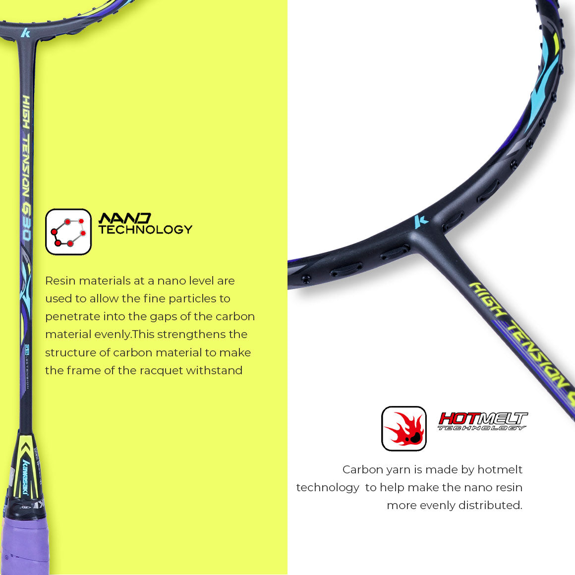 KAWASAKI HIGH TENSION G-30 バドミントンラケット Kawasaki High Tension G30 Unstrung Badminton Racket - Precision