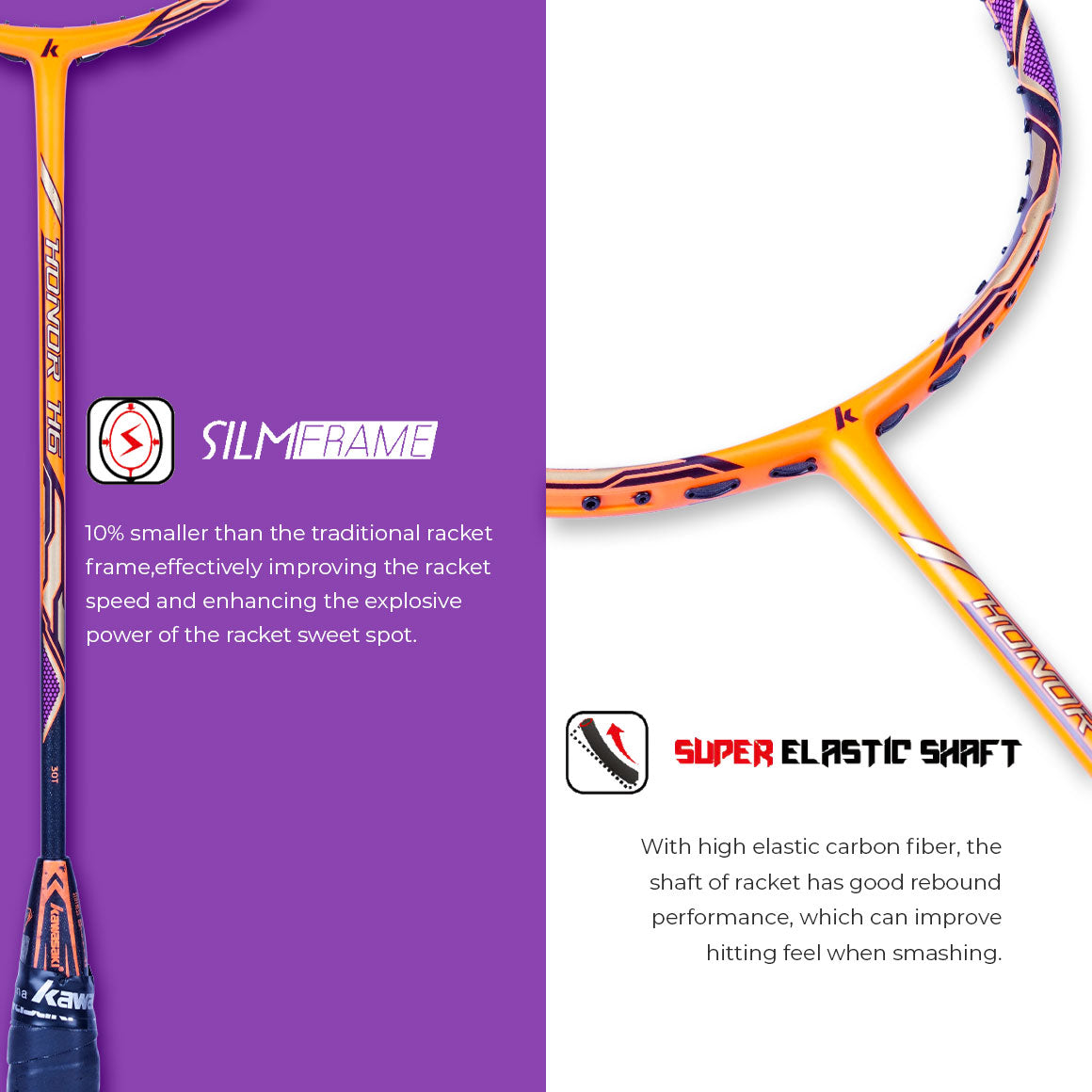 Kawasaki Honor H6 Unstrung Badminton Racket -Power and Precision ...