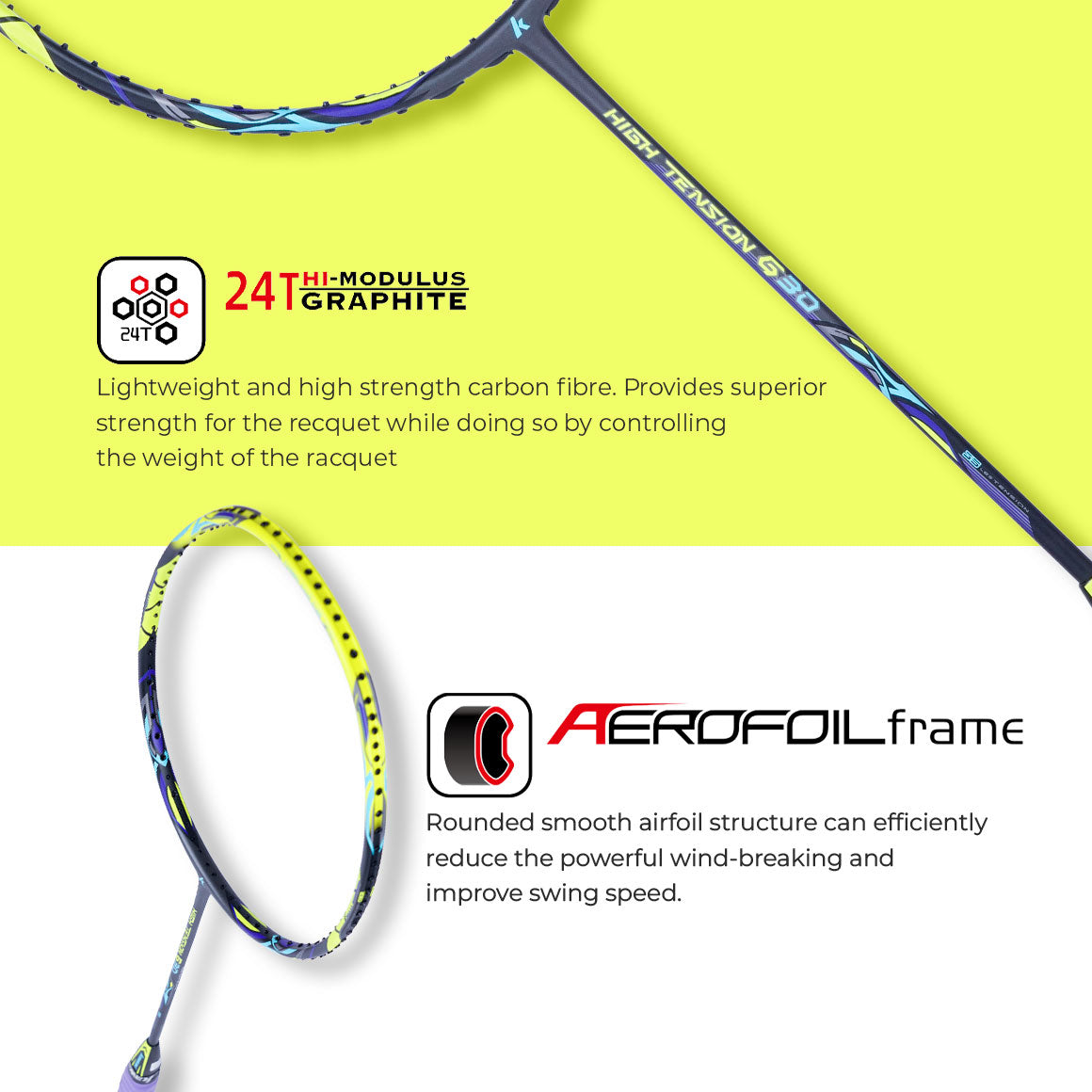 Kawasaki High Tension G30 Unstrung Badminton Racket - Precision