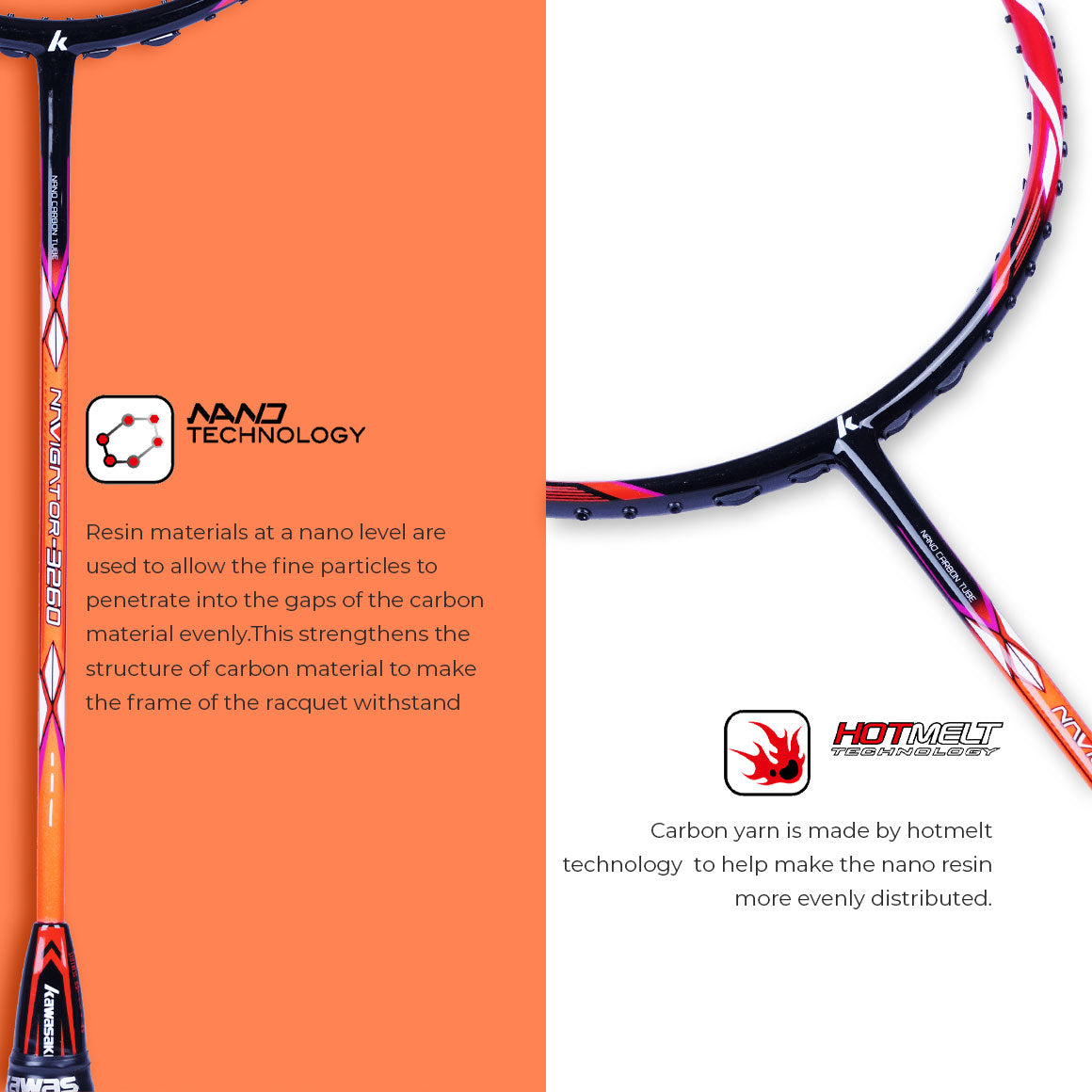 Kawasaki Navigator-3260 Orange Badminton Racket - Precision