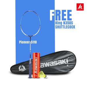 Badminton Racket, Best Badminton Racket, Lightweight Badminton Racket, Professional Badminton Racket, Power Badminton Racket, Control Badminton Racket, Speed Badminton Racket, High-Performance Racket, Carbon Fiber Racket, Graphite Racket, Beginner Badminton Racket, Advanced Badminton Racket, Badminton Racket for Men, Badminton Racket for Women, Singles Badminton Racket, Doubles Badminton Racket, Unstrung Badminton Racket, Strung Badminton Racket, Kawasaki PIONEER-5110 Blue and Black Badminton Racket