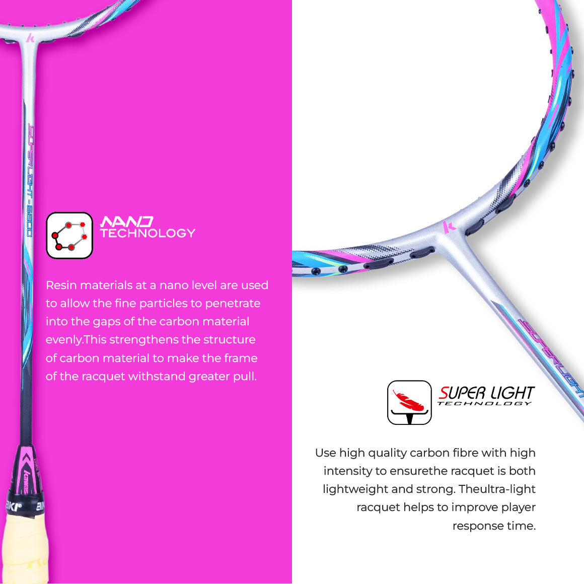 Badminton Racket, Best Badminton Racket, Lightweight Badminton Racket, Professional Badminton Racket, Power Badminton Racket, Control Badminton Racket, Speed Badminton Racket, High-Performance Racket, Carbon Fiber Racket, Graphite Racket, Beginner Badminton Racket, Advanced Badminton Racket, Badminton Racket for Men, Badminton Racket for Women, Singles Badminton Racket, Doubles Badminton Racket, Unstrung Badminton Racket, Strung Badminton Racket, Kawasaki Super Light 6800 6U Multicolor Unstrung Badminton Ra