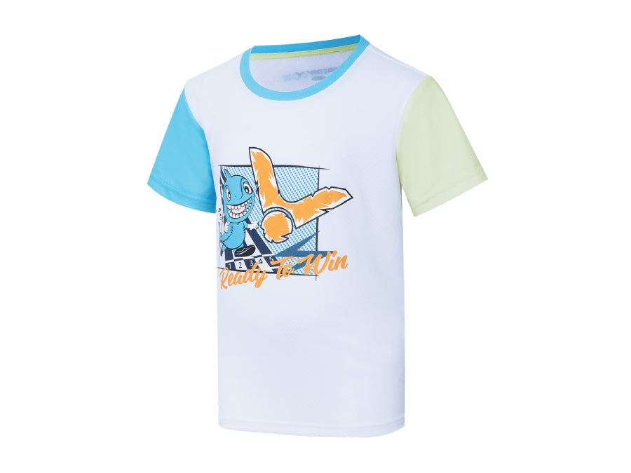 badminton t-shirt, badminton shorts, badminton pants, sportswear for badminton, athletic apparel, performance badminton clothing, breathable badminton clothing, lightweight badminton wear, men's badminton clothing, badminton training wear, badminton gear, sports clothing for badminton, Victor T-47018 Junior Badminton T-Shirt