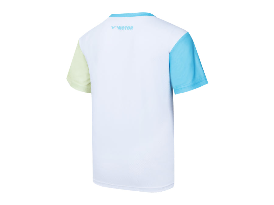 badminton t-shirt, badminton shorts, badminton pants, sportswear for badminton, athletic apparel, performance badminton clothing, breathable badminton clothing, lightweight badminton wear, men's badminton clothing, badminton training wear, badminton gear, sports clothing for badminton, Victor T-47018 Junior Badminton T-Shirt